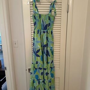 Green & Blue Floral Maxi Dress